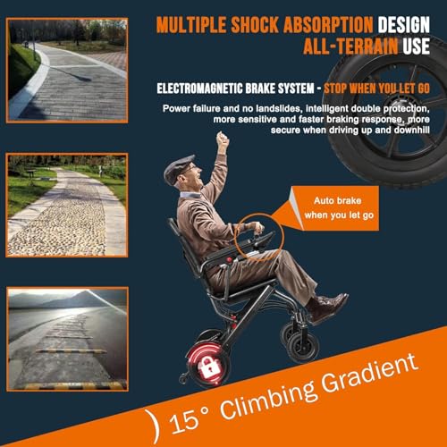 Ultra-Light Foldable Electric Wheelchair – 13 kg, 19 km Range, 360W Motor, Dual Braking System