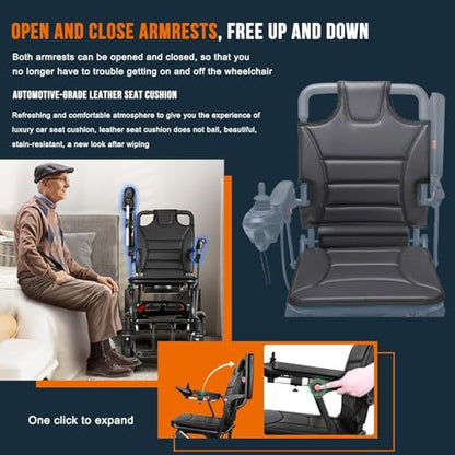 Ultra-Light Foldable Electric Wheelchair – 13 kg, 19 km Range, 360W Motor, Dual Braking System