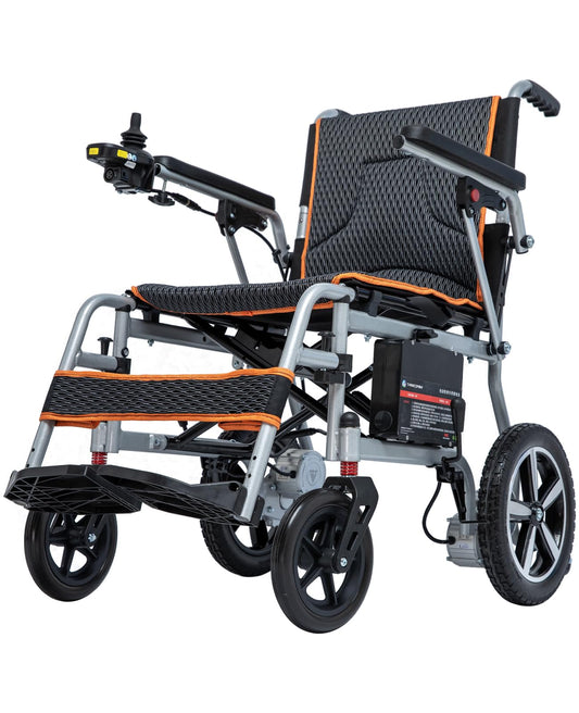 Ultra-Light Foldable Electric Wheelchair – 33 lb, 10 Mile Range, 220 lb Capacity, Dual Motor, Portable Design