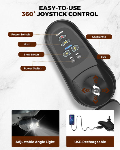 Foldable Electric Wheelchair – 500W Dual Motor, 20 Mile Range, 350 lb Capacity, Aluminum Alloy Frame