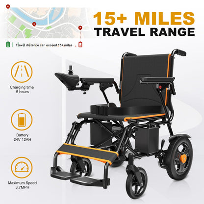Foldable Electric Wheelchair – 500W Dual Motor, 15 Mile Range, 350 lb Capacity, All-Terrain Design