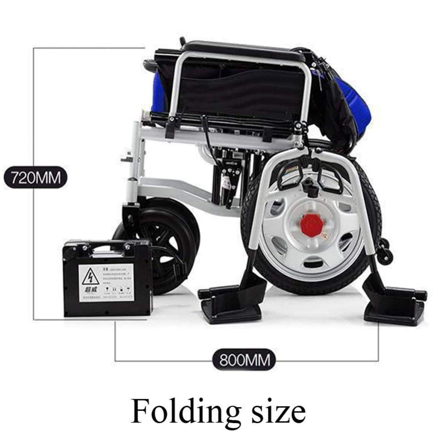 Foldable Electric Wheelchair – Portable Power Chair, 120 kg Capacity, 20 km Range, 250W Motor, Blue