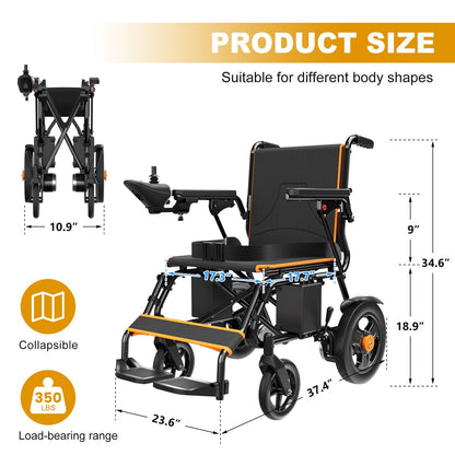 Foldable Electric Wheelchair – 500W Dual Motor, 15 Mile Range, 350 lb Capacity, All-Terrain Design