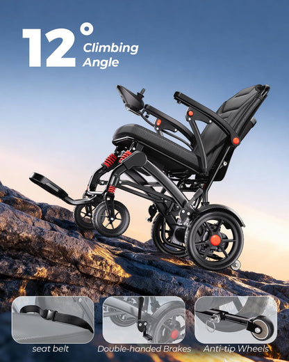 Ultra-Light Foldable Electric Wheelchair – 39 lb, 20 Mile Range, 350 lb Capacity, All-Terrain