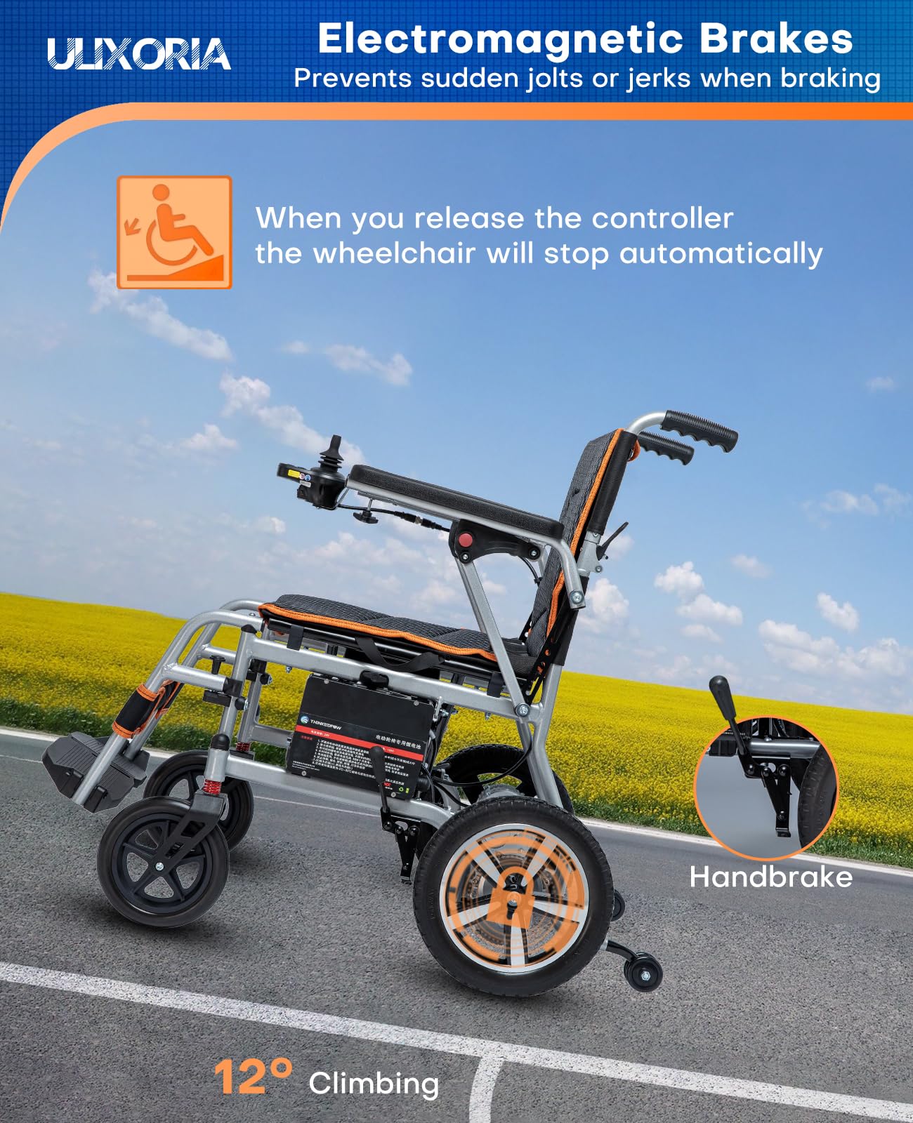 Ultra-Light Foldable Electric Wheelchair – 33 lb, 10 Mile Range, 220 lb Capacity, Dual Motor, Portable Design